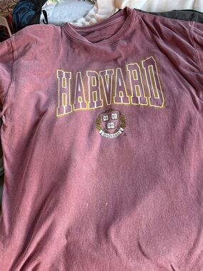 Source Unknown Maroon Short Sleeve Tee with Yellow Trim